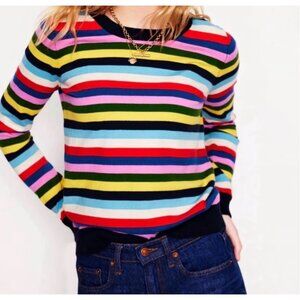 Boden Emilia Rainbow Stripes Sweater Womens XS Multicolor Crewneck Cotton Preppy